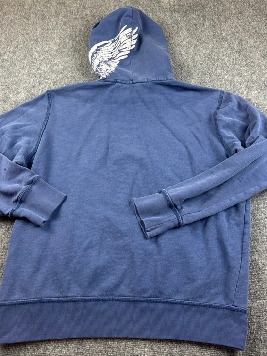 AMERICAN EAGLE Men’s Blue Pullover Hoodie Wing graphic size: Large - Picture 2 of 7